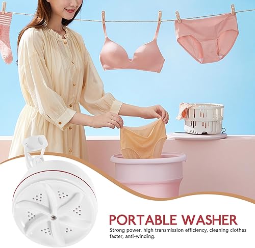 Miniatura 6 de Mini lavadora turbo portátil Carga USB para dormitorio de viaje, casa rodante, apartamento, ventosa, rotación inversa, sincronización inteligente,