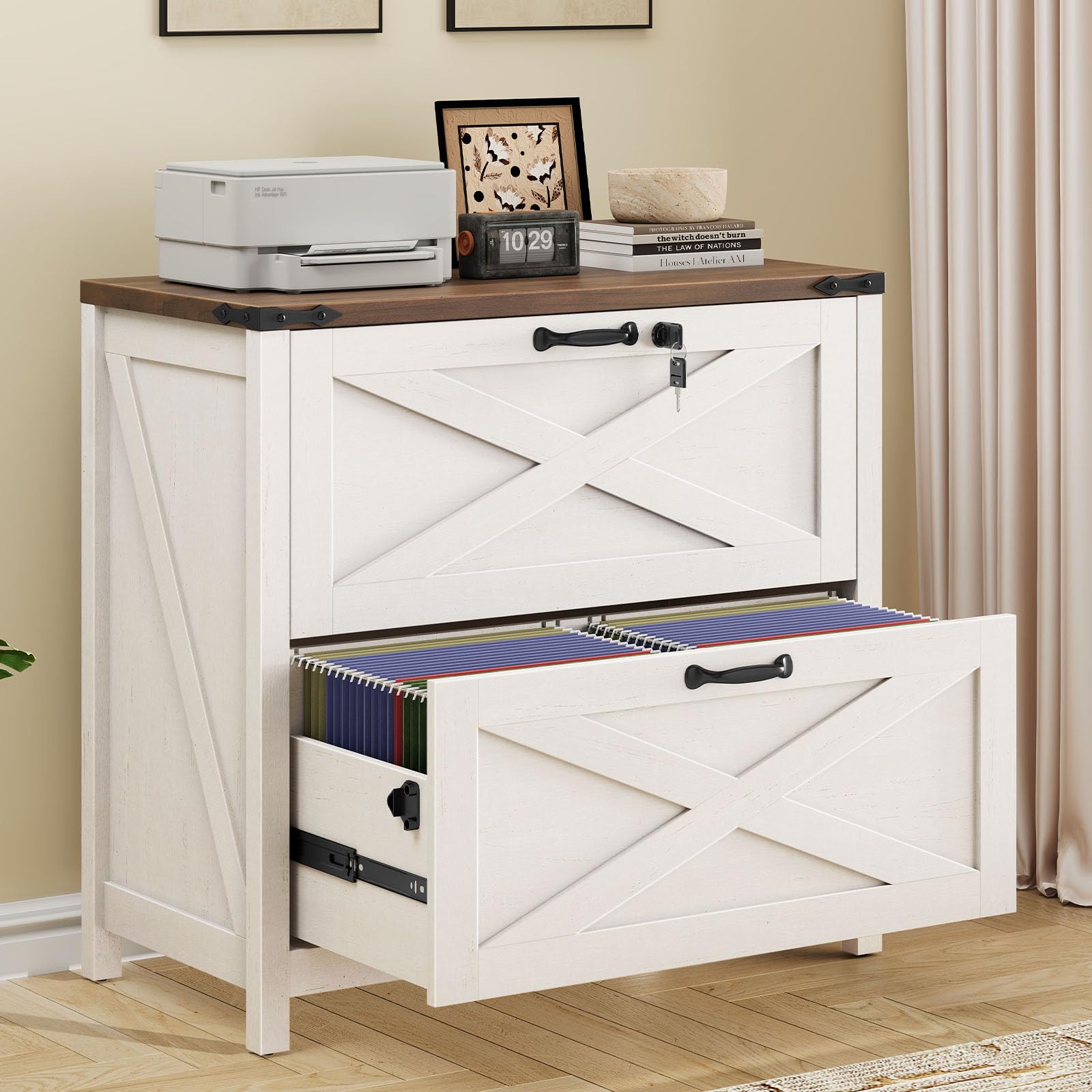 Amazon.com: Lateral File Cabinet with 2 Large Drawers, Farmhouse