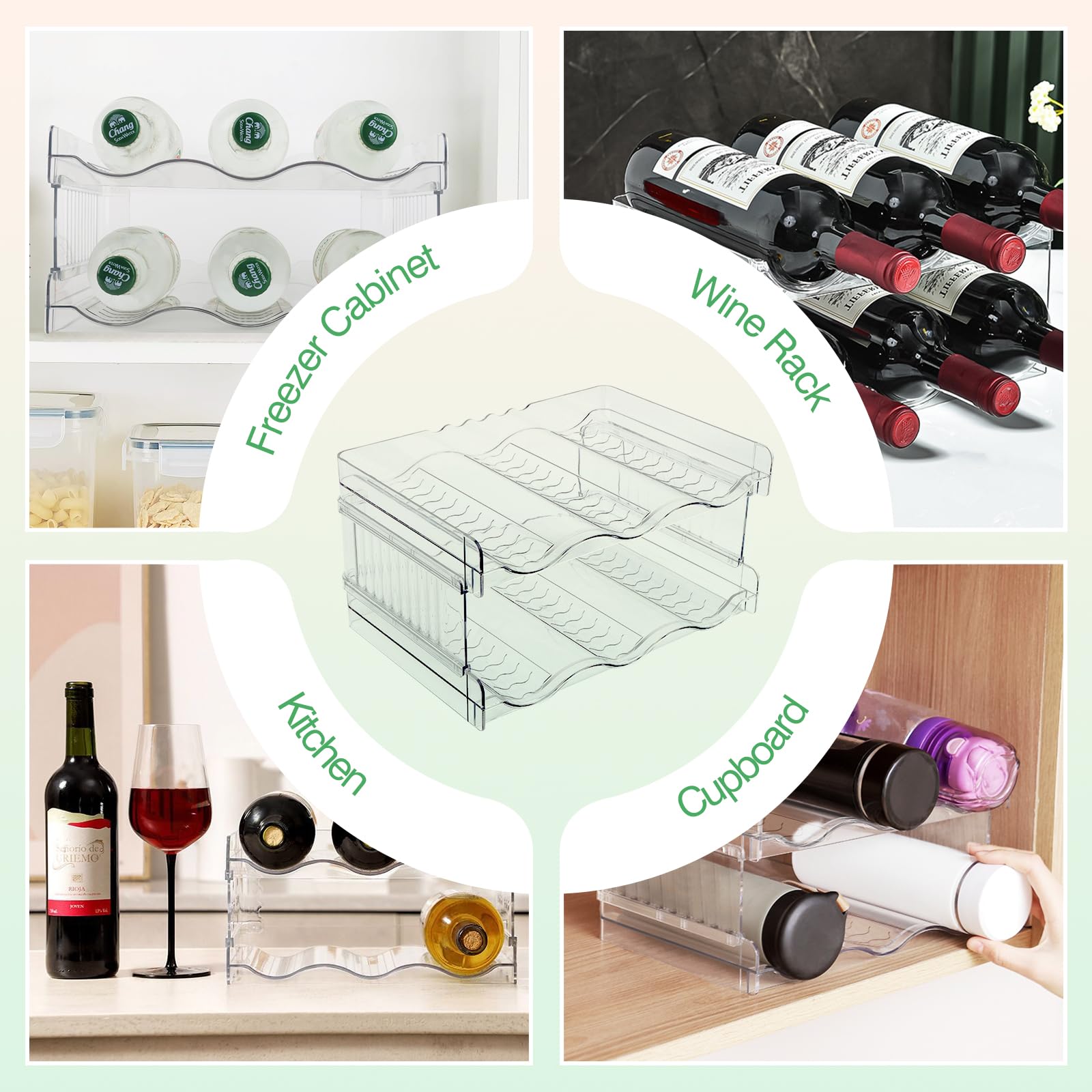 Portabottiglie Plastica Impilabile Per 8 Bottiglie - Organizzatore Per Frigorifero, Cucina O Dispensa - Foto 8