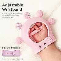 Vista 3 de Momcozy Baby Teether Toys Silicone Teether for 0-12 Months Baby Teething Relief Pink Rosado