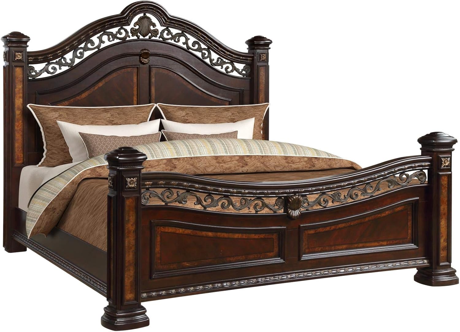 Transitional Durable 4pc Queen Size Master Bedroom Bed HB