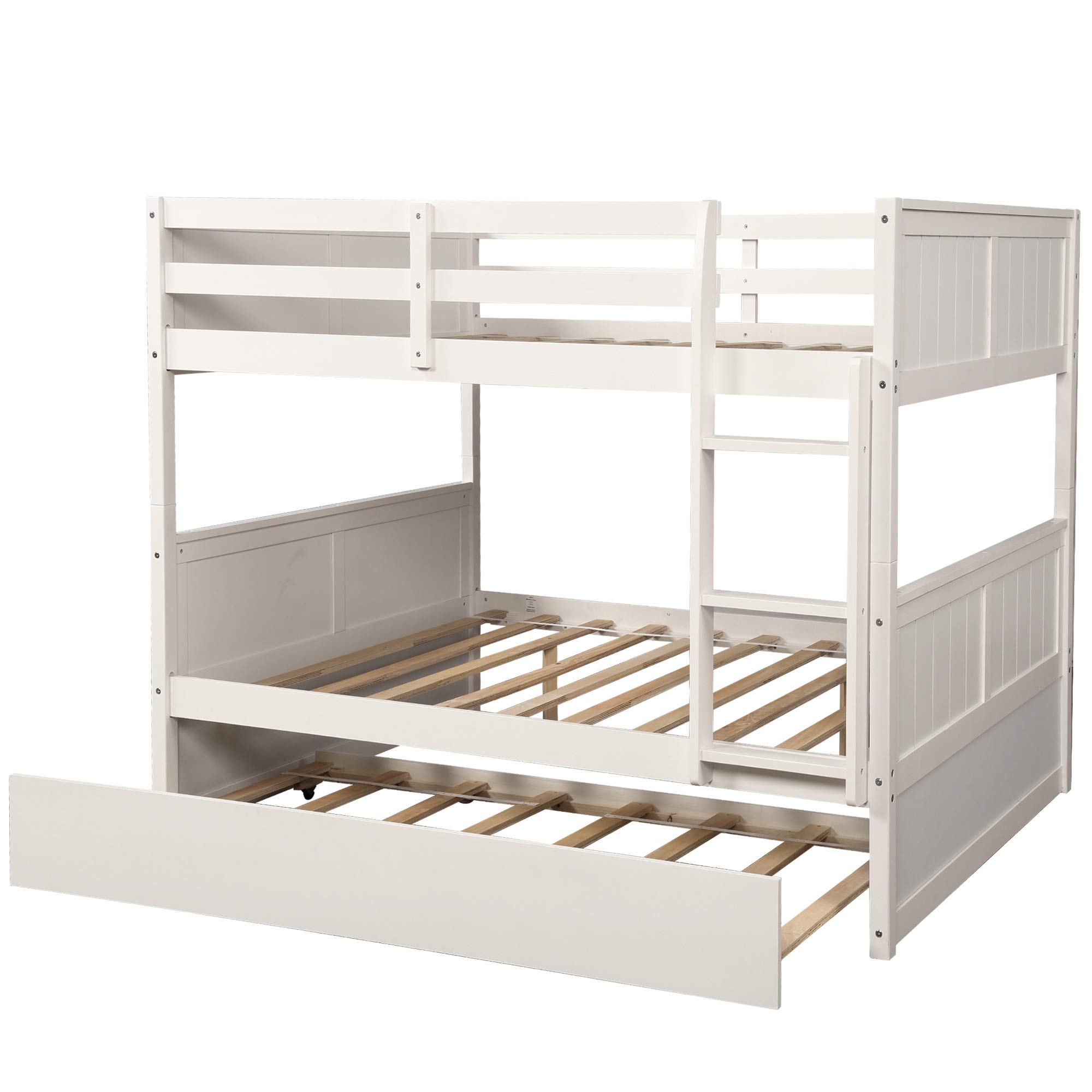 Full Over Full Bunk Bed for Kids Teens, Detachable Wood Full Bunk Bed
