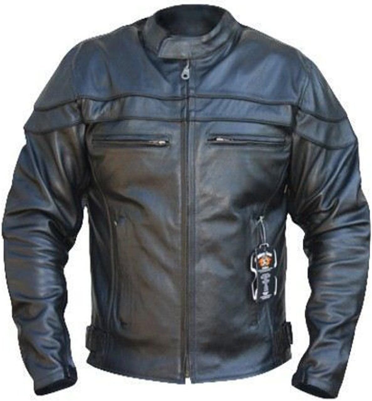 Bikers Gear ' The Sturgis ' Crusier CE 1621-1 PU Removable Armour CowHide Leather Motorcycle Jacket UK