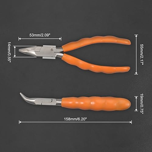 Miniatura 6 de Alicates de punta doblada de 6 pulgadas, kit de herramientas de reparación y ajuste de lentes de acero inoxidable con destornillador y paño