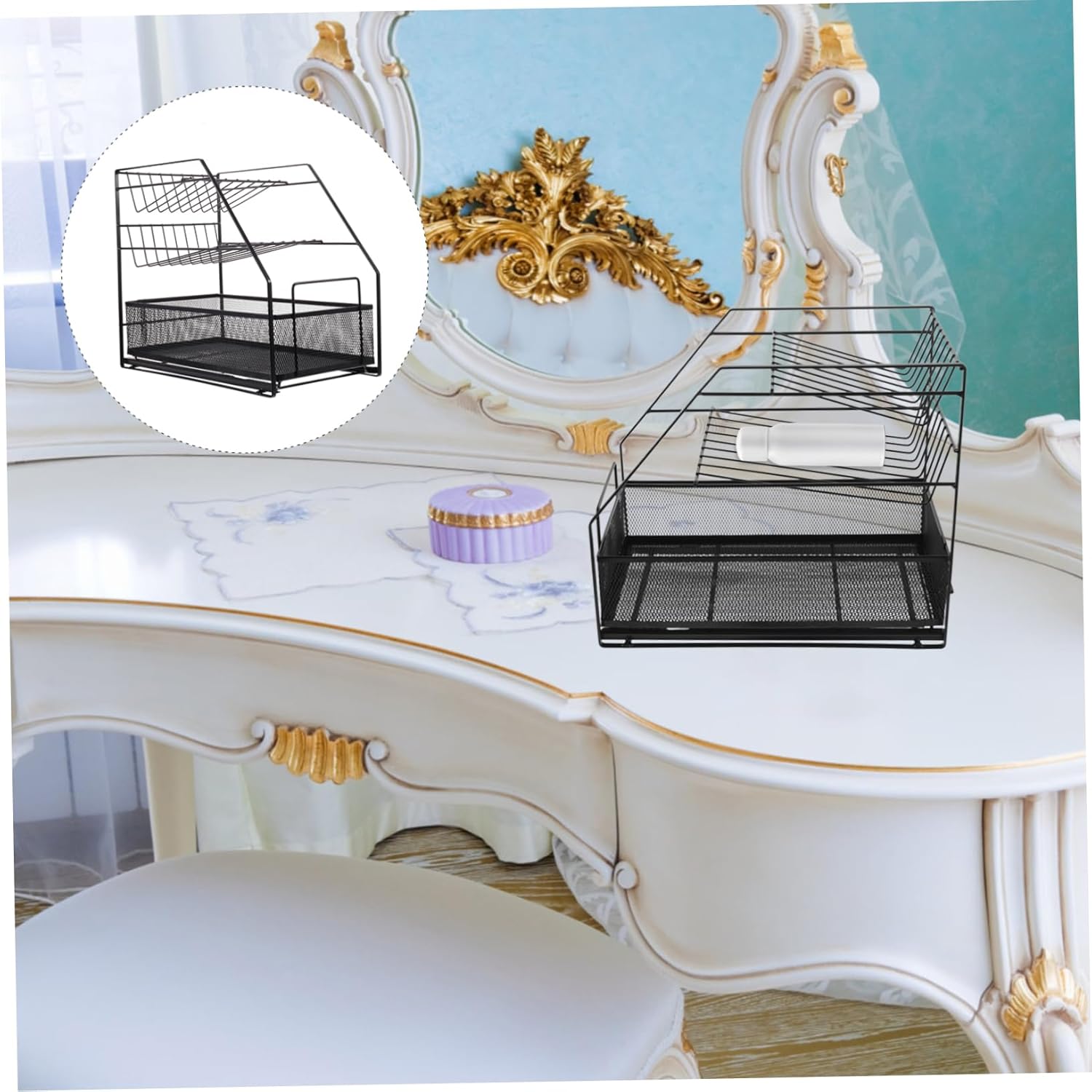 Three Tier Spice Rack Organizer for Cabinet Kitchen Storage Rack Multi Purpose Seasoning Bottles Holder Ergonomic Design with Bottom for Easy Access