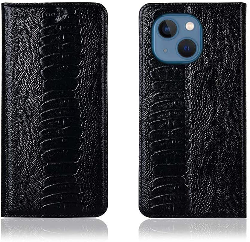 Protection iPhone 13 Mini étui portefeuille cuir noir rabat aimanté avec porte-carte TPU