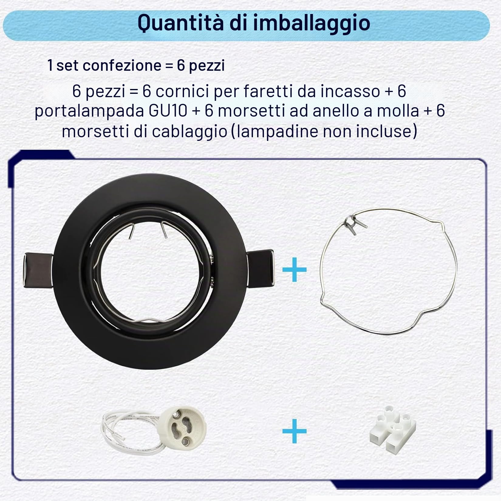 Cornice Faretti LED da Incasso per Cartongesso GU10 Nero,12x Faretto Incasso Cartongesso Soffitto Orientabili a 30°,Foro 68mm-80mm,Portafaretto Rotondo,Portalampada GU10 per Faretto e Alogeno