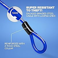 Vista 3 de DocksLocks Juego de candado de cable de seguridad (5' a 25') extremos en bucle, resistente a la intemperie, cerradura compacta sin llave en U