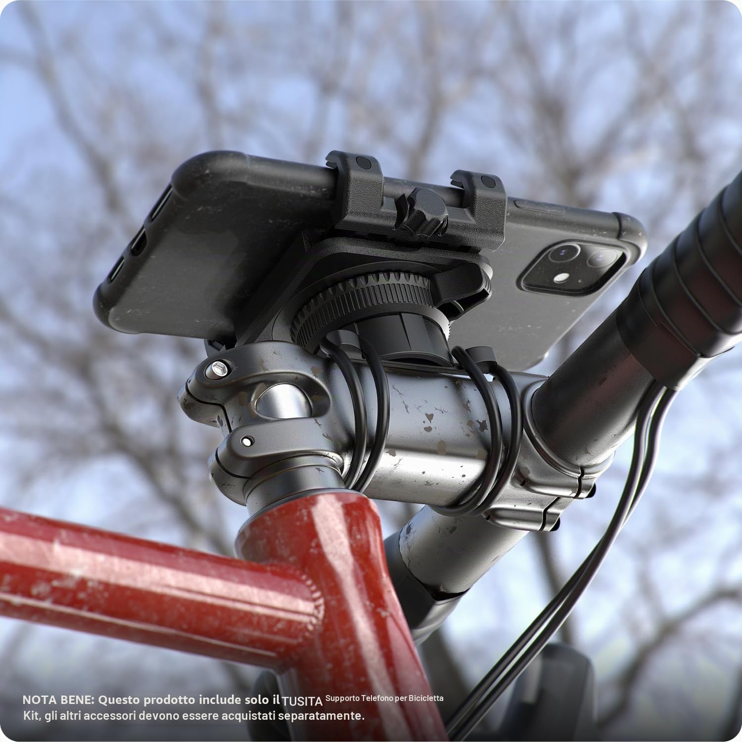 TUSITA Kit di Supporto per Bicicletta per Telefono - Twist Lock Stem Supporto per Telefono da Manubrio e Adattatore Universale a Morsetto