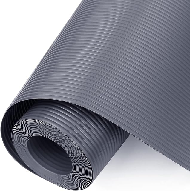 WochiTV Drawer Liners, 30cmx150cm Kitchen Shelf Liner, Non Adhesive Cabinet Liner Washable EVA Cupboard Liner, Waterproof Refrigerator Mats for Cabinet, Kitchen, Bathroom Shelves, Grey (1 Roll)