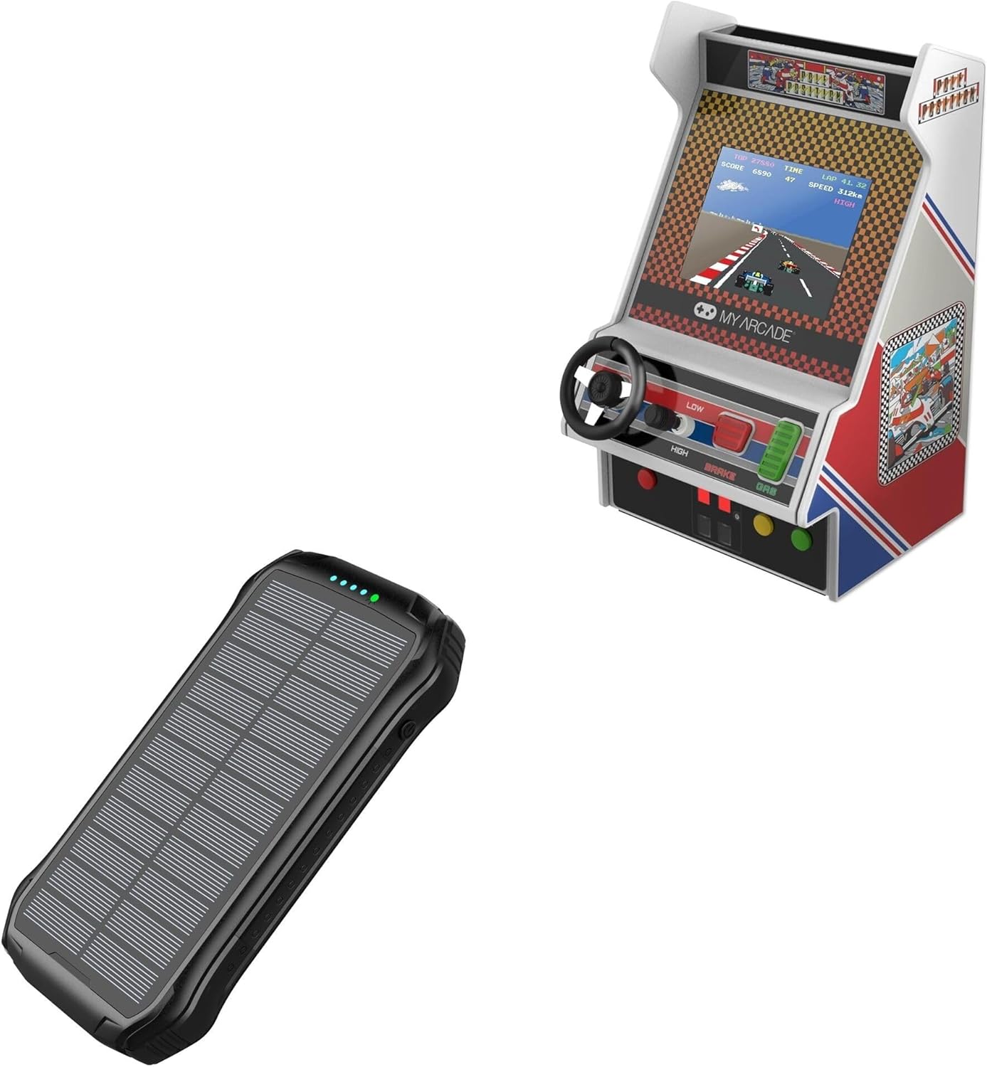 BoxWave Charger Compatible with My Arcade Pole Position Racing Player (3.5 in) - Solar Wireless Rejuva PD Power Pack (16000mAh), Solar Powered Backup Power Bank - Jet Black