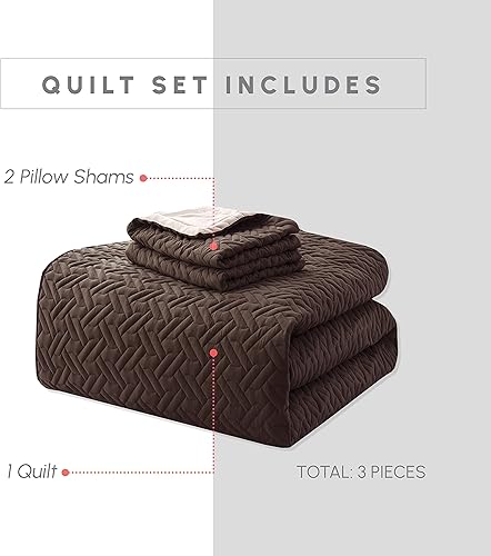 Miniatura 3 de Elegant Comfort Juego de colcha reversible acolchada de 3 piezas con fundas de almohada, exquisitas costuras majestuosas para todas las estaciones,
