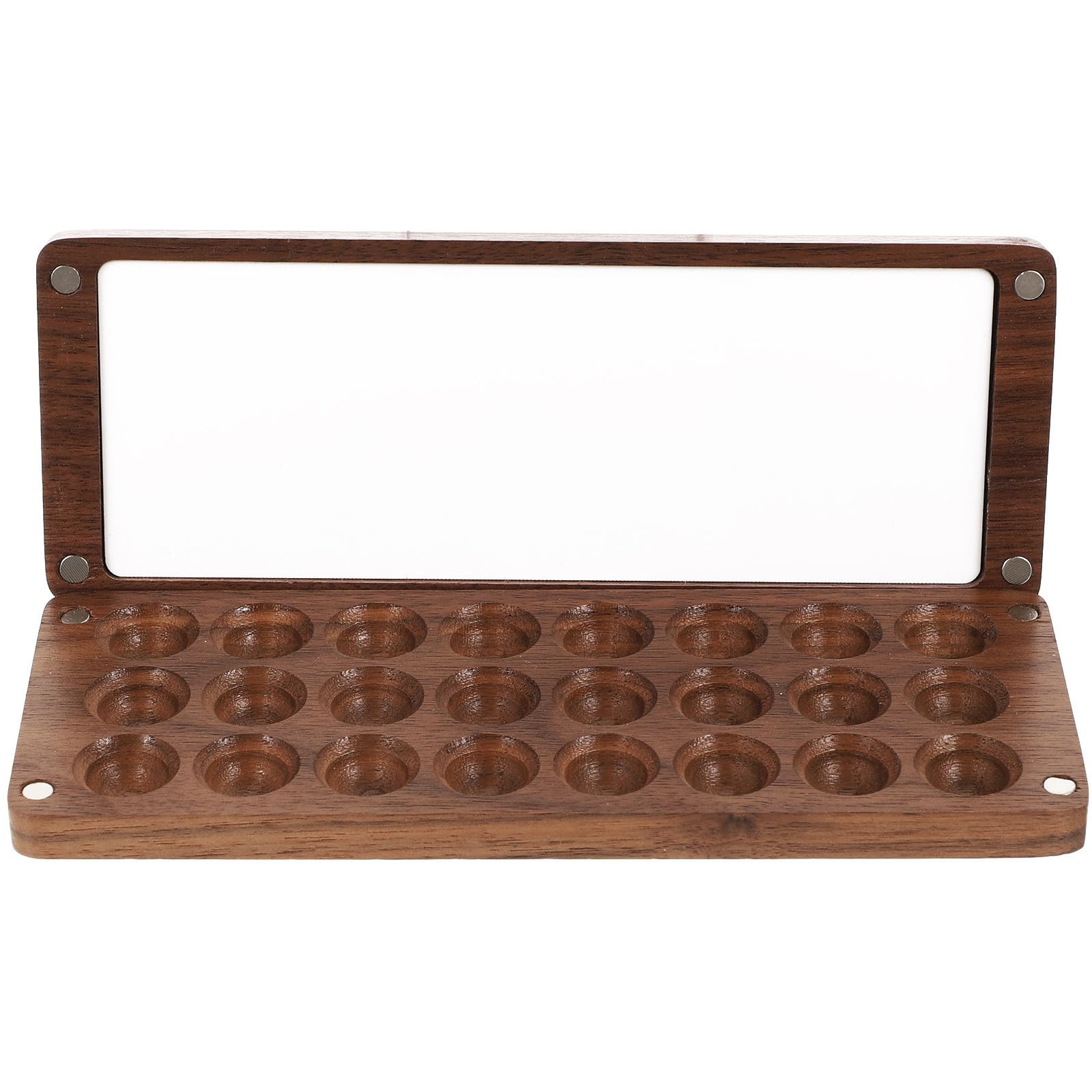 Caja de pinturas de madera de nogal portátil estuche de acuarela para mantener pigmentos