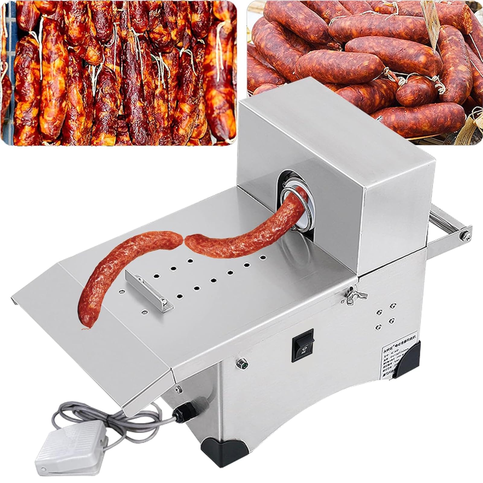 Machine À Nouer Saucisses Automatique avec Poussoir À Saucisse Électrique, Machine à Ligaturer Saucisses électrique, Équipement Commercial pour Supermarchés Et Restaurants