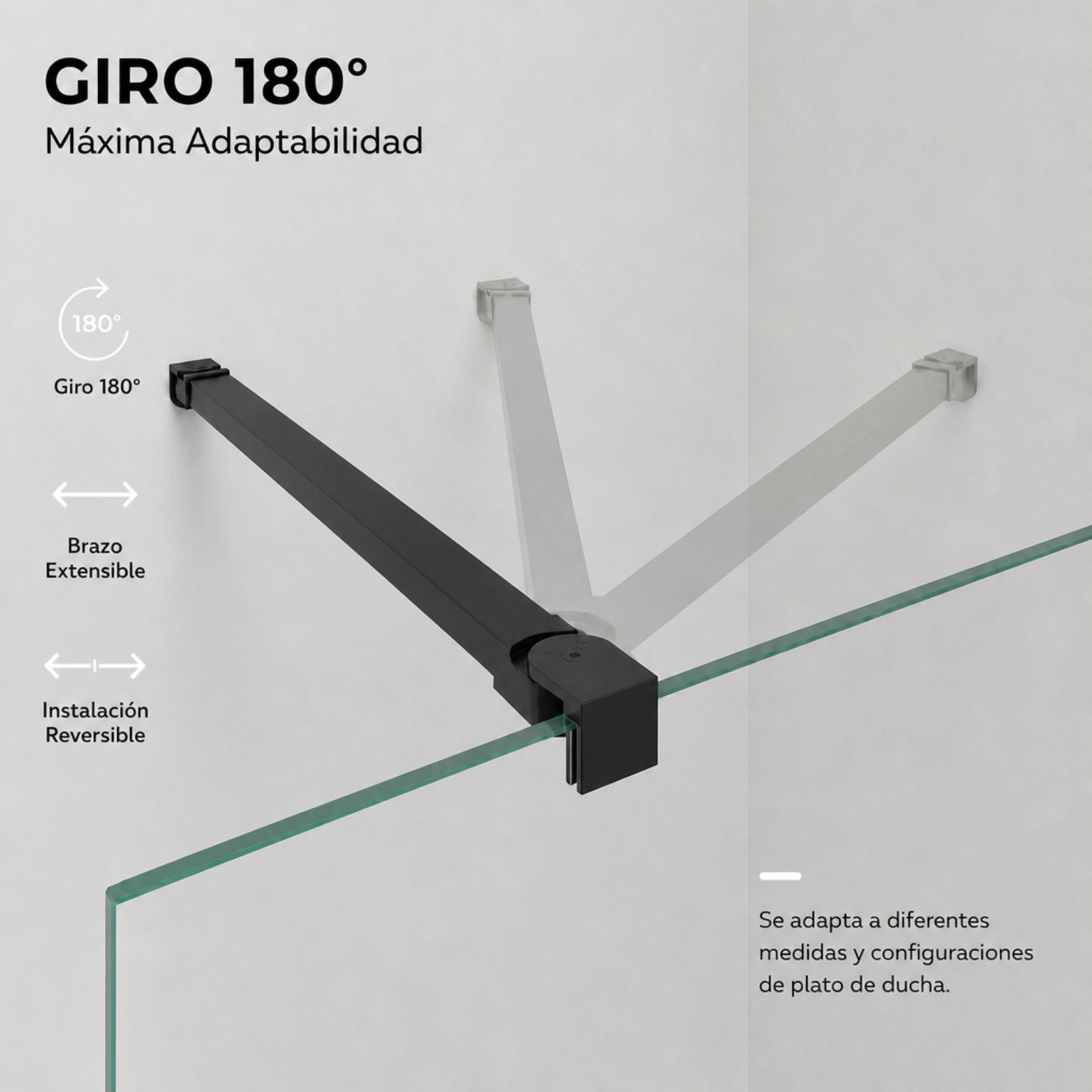 Mampara Ducha Fija - Mamparas de Ducha Fija con Cristal Templado 8 mm – Cristal Transparente con Tratamiento Antical - Perfilería Negro Mate – 88 a 90 cm (Ancho Adaptable) x 200 cm (Alto)