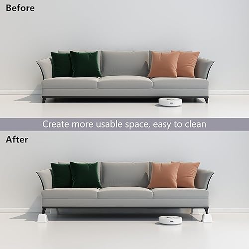 Miniatura 4 de Elevadores de cama de 4 pulgadas, resistentes, paquete de 4 elevadores de muebles de cama, elevadores de 1,500 libras para sofá y mesa, color blanco