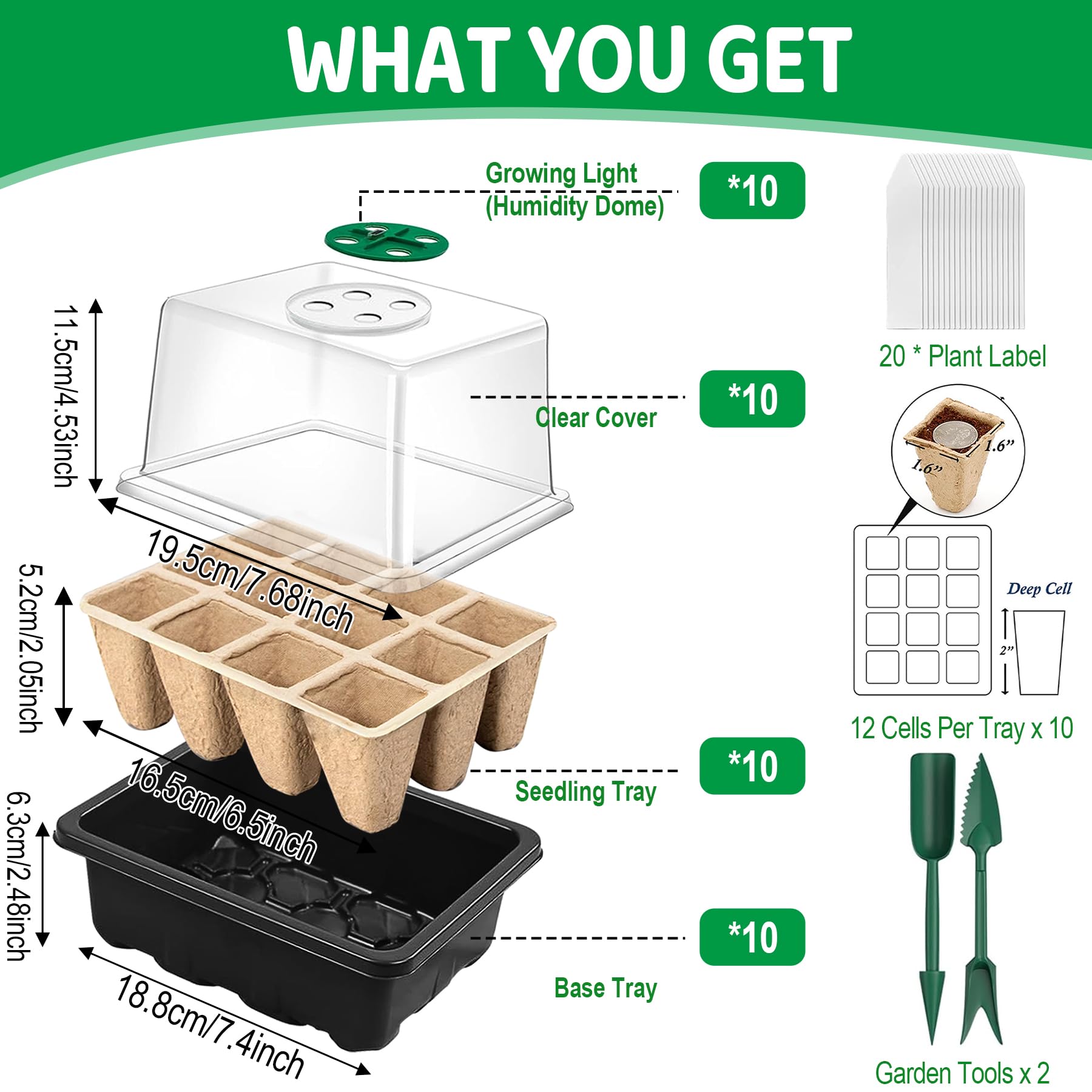 Kit Culture Graines Mini Serre Intérieur BITOYO - 10 Plateaux 120 Cellules - Avec Dôme Et Ventilation - Pour Semis Bac Pépinière Maison