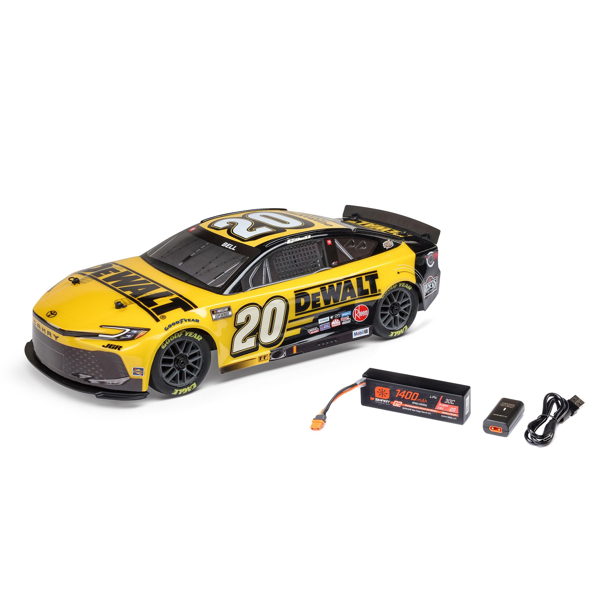 Amazon.com: Losi 1/12 NASCAR RC Race Car Christopher Bell® No. 20