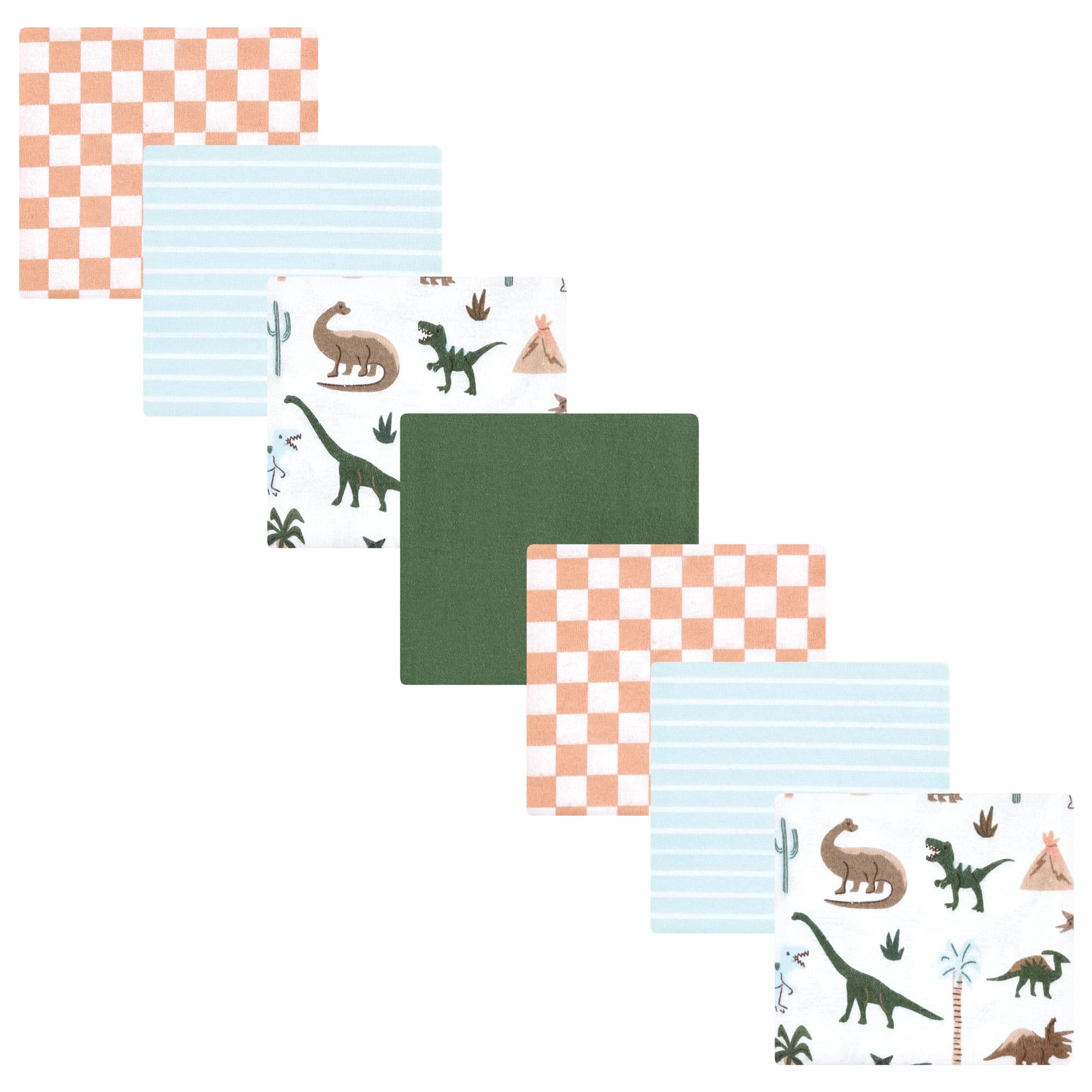 Hudson Baby Unisex Baby Cotton Poly Flannel Receiving Blankets Bundle, Retro Dinosaur, One Size