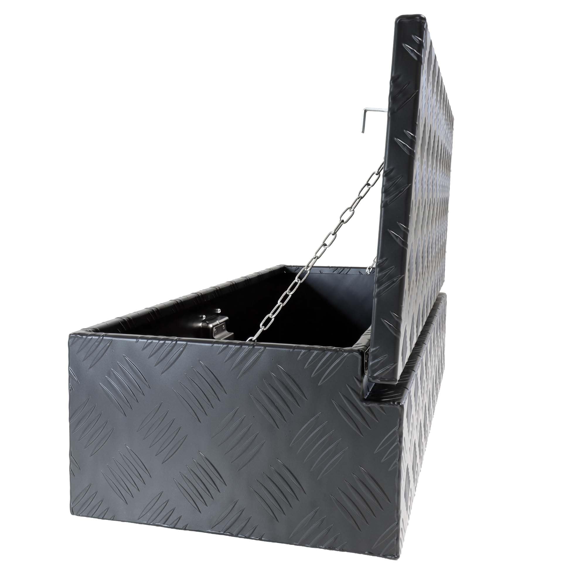 The Drive Staubox Deichselbox für Anhänger, Nutzfahrzeuge 950x320x190mm | Alu-Riffelblech | Schwarz pulverbeschichtet