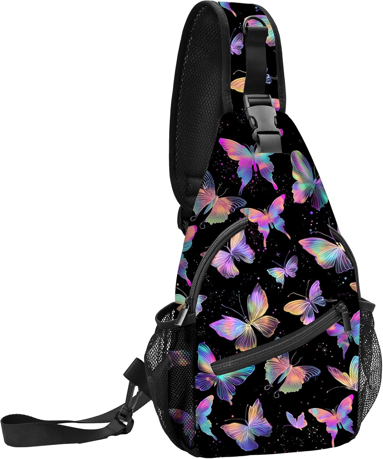 FyLybois Butterfly Sling Bag for Women Crossbody Backpack Lightweight Chest Daypack Fashion Shoulder Bags for Travel Hiking Biking