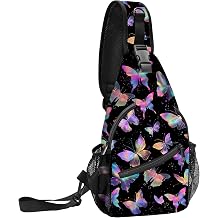FyLybois Butterfly Sling Bag for Women Crossbody Backpack Lightweight Chest Daypack Fashion Shoulder Bags for Travel Hiking Biking