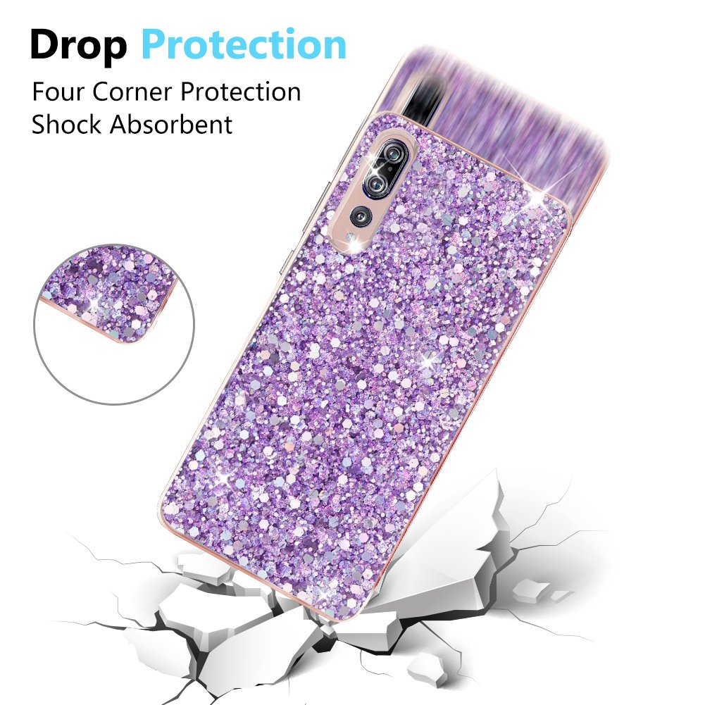 OKZone Huawei P20 Lite Hülle – Glitzer TPU Silikon Case Mit Bling Design, Rosa – Inkl. Displayschutzfolie