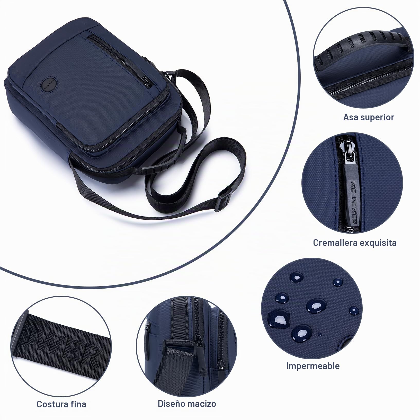SPAHER Bolso Hombre Bandolera Pequeña, Impermeable Nylon Bandoleras Hombre Bolso de Hombro Crossbody Bag Casual Con Correas de Hombro Ajustables Para Regalo, Viaje, Trabajo