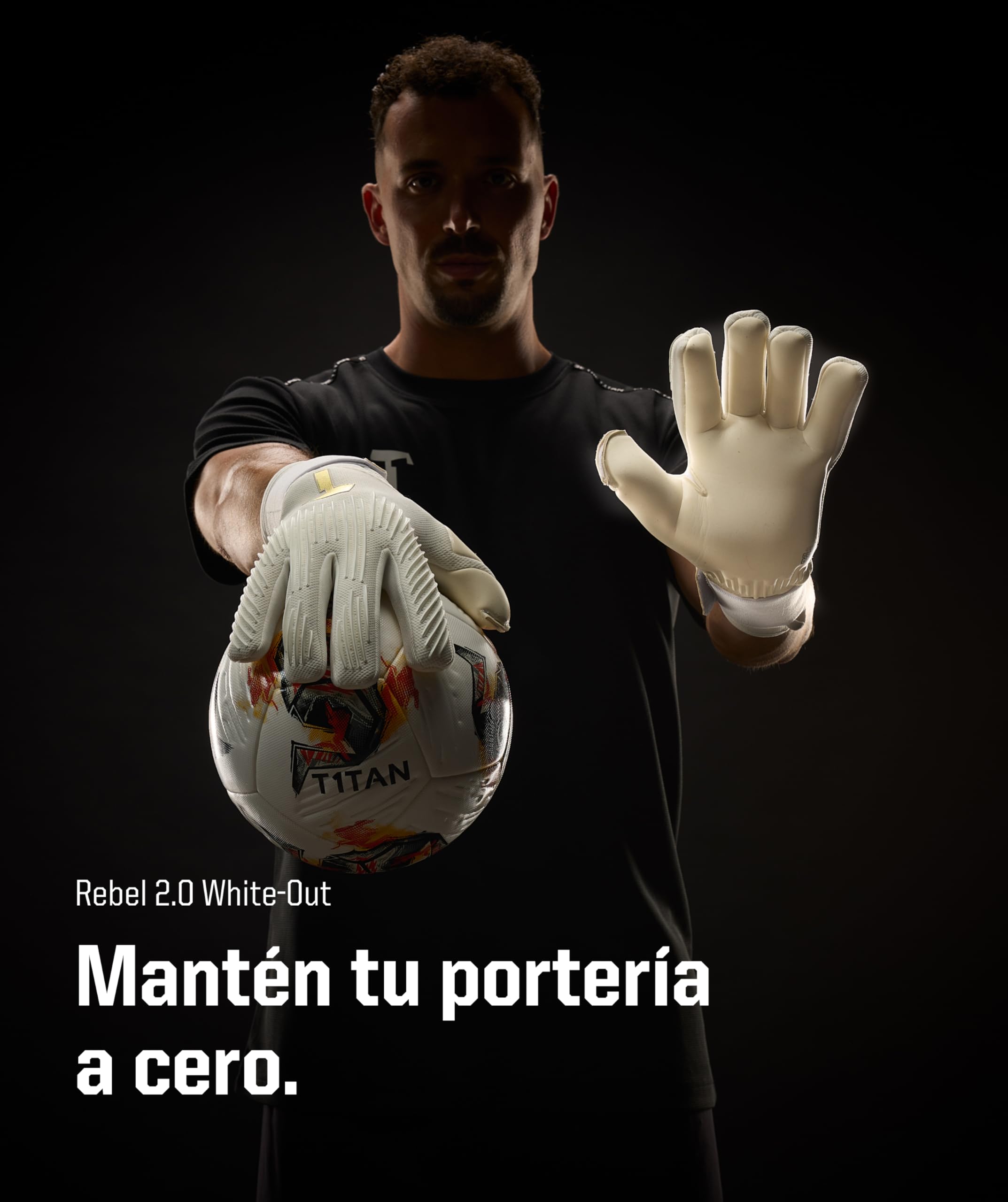 T1TAN Rebel Guantes de Portero para Adultos, Guantes de fútbol con protección de Dedos, Tallas 6-11
