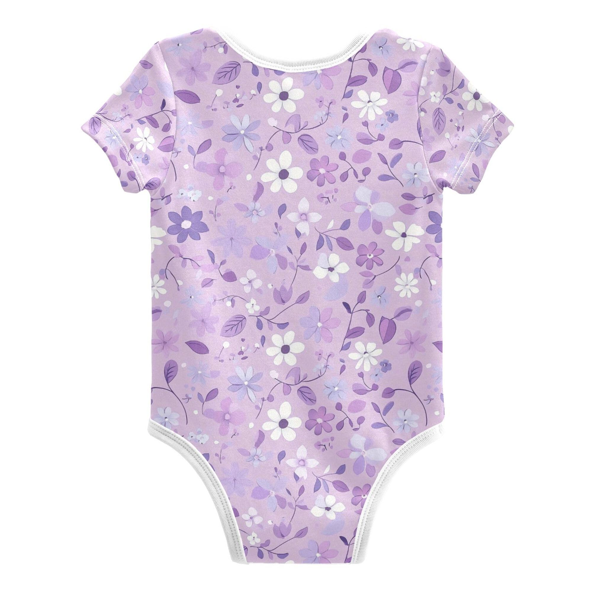 Wudan Cartoon Purple Flowers Toddler Boy Clothes Soft Cotton Clothes for Girls for Month Girl Presents 6M