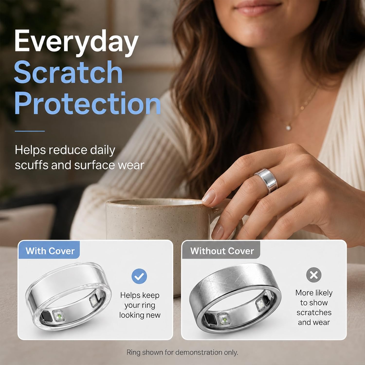 Marchred Oura Ring 5 Cover, 3 Pack Clear TPU Ring Protector, Ultra-Thin