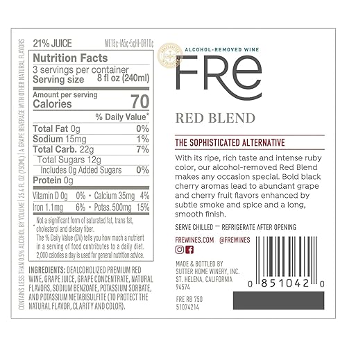 Miniatura 2 de Sutter Home FRE - Paquete de vino tinto sin alcohol con mezcla de alcohol, paquete de 4 (25.4 onzas líquidas cada uno) con tarjetas y guía de cata