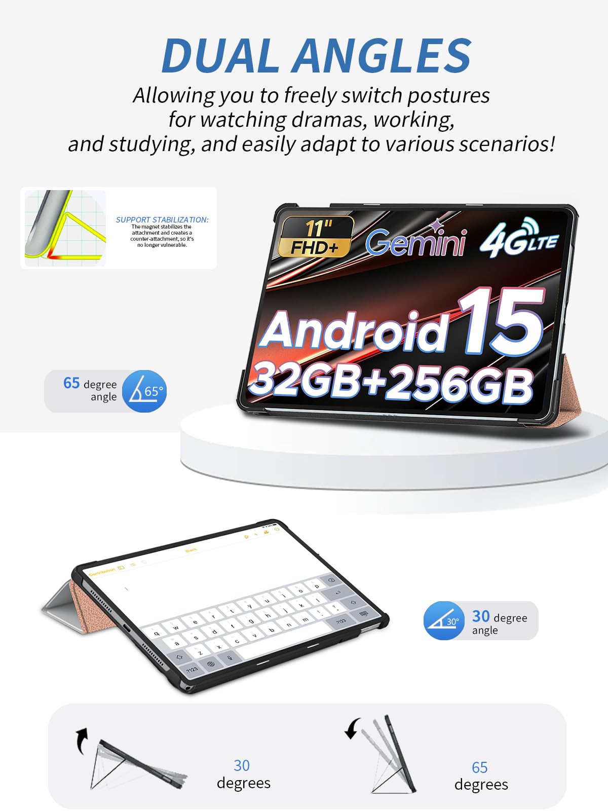 Yystao Custodia Protettiva Per DOOGEE Tab G6+ 11″ – Cover Rigida Con Supporto Pieghevole E Antiurto, Grigia - 4