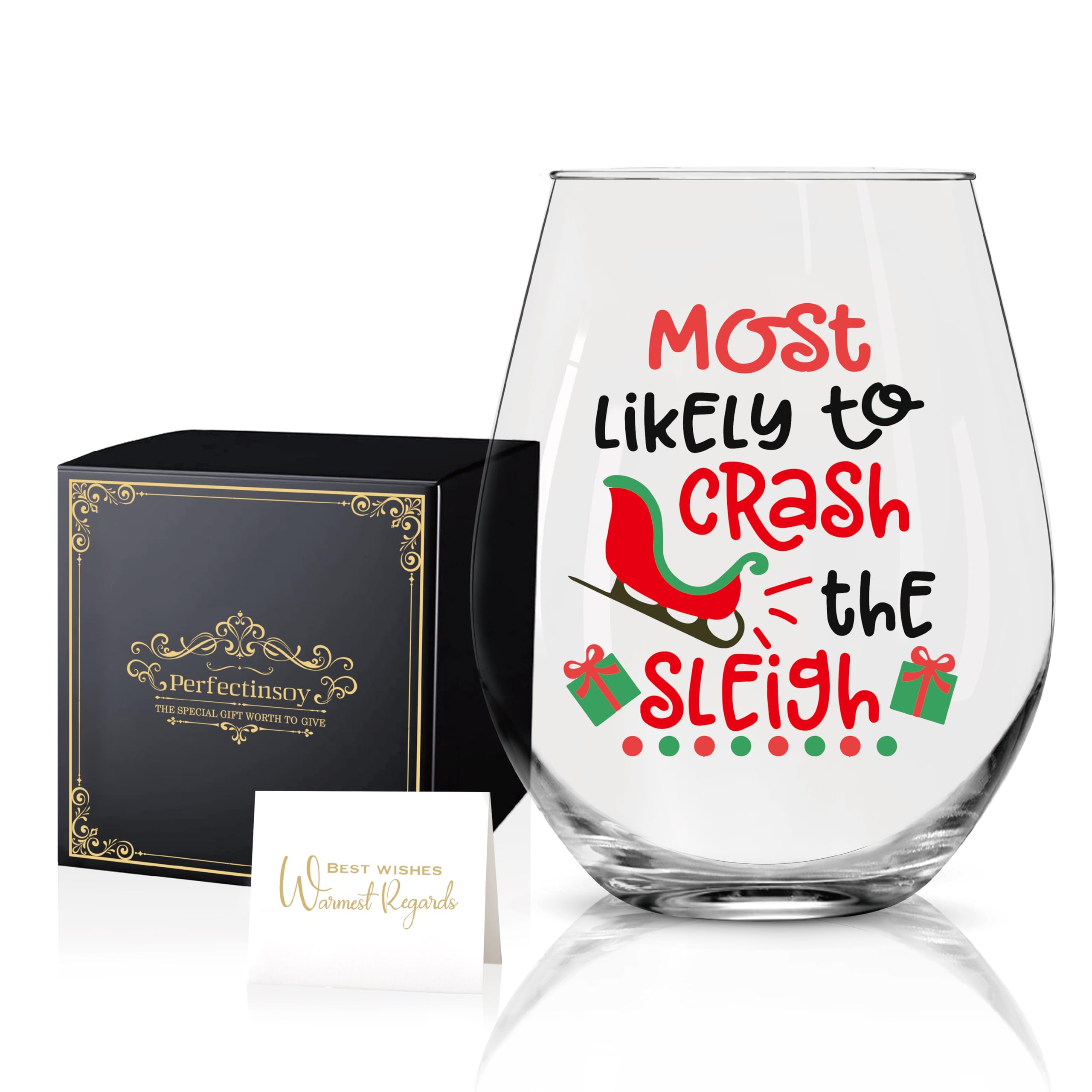 Photo 1 of 2  Funny Crash the Sleigh Wine Glass, Christmas Funny Wine Glass, Christmas Funny Gift for Him, Her, Mom, Wife, Boss, Sister, BFF