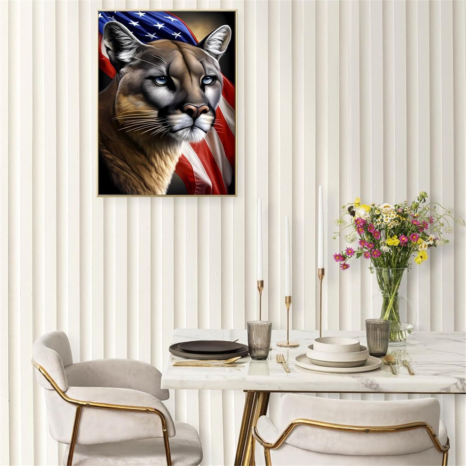 Worihut Cougar Diamond Painting Kits for Adults, 5D DIY Full Round Diamond Art with Accessories & Tools,Wall Decoration Crafts for Home Wall Decor Valentine's Day Gifts 16x24 Inch