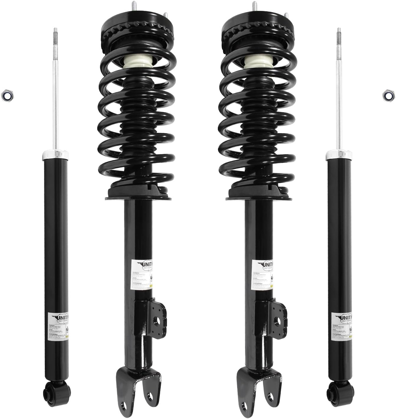 Unity 4-11280-253600-001 Front and Rear 4 Wheel Complete Strut Assembly with Gas Shock Kit