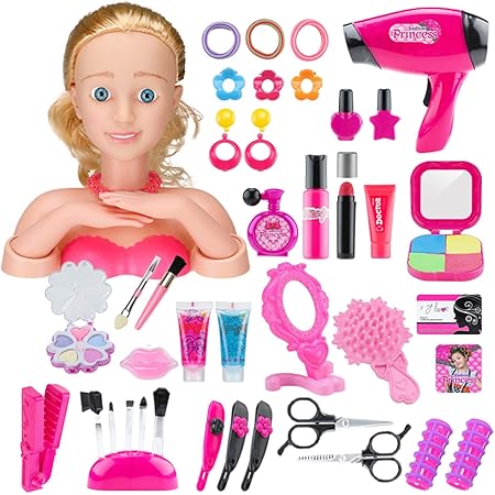 Heng Schminke Puppenkopf 42stk Styling Kopf Puppe Frisur Spielzeug Kosmetik Spielzeug Mit Haartrockner Fur Kinder Amazon De Kuche Haushalt