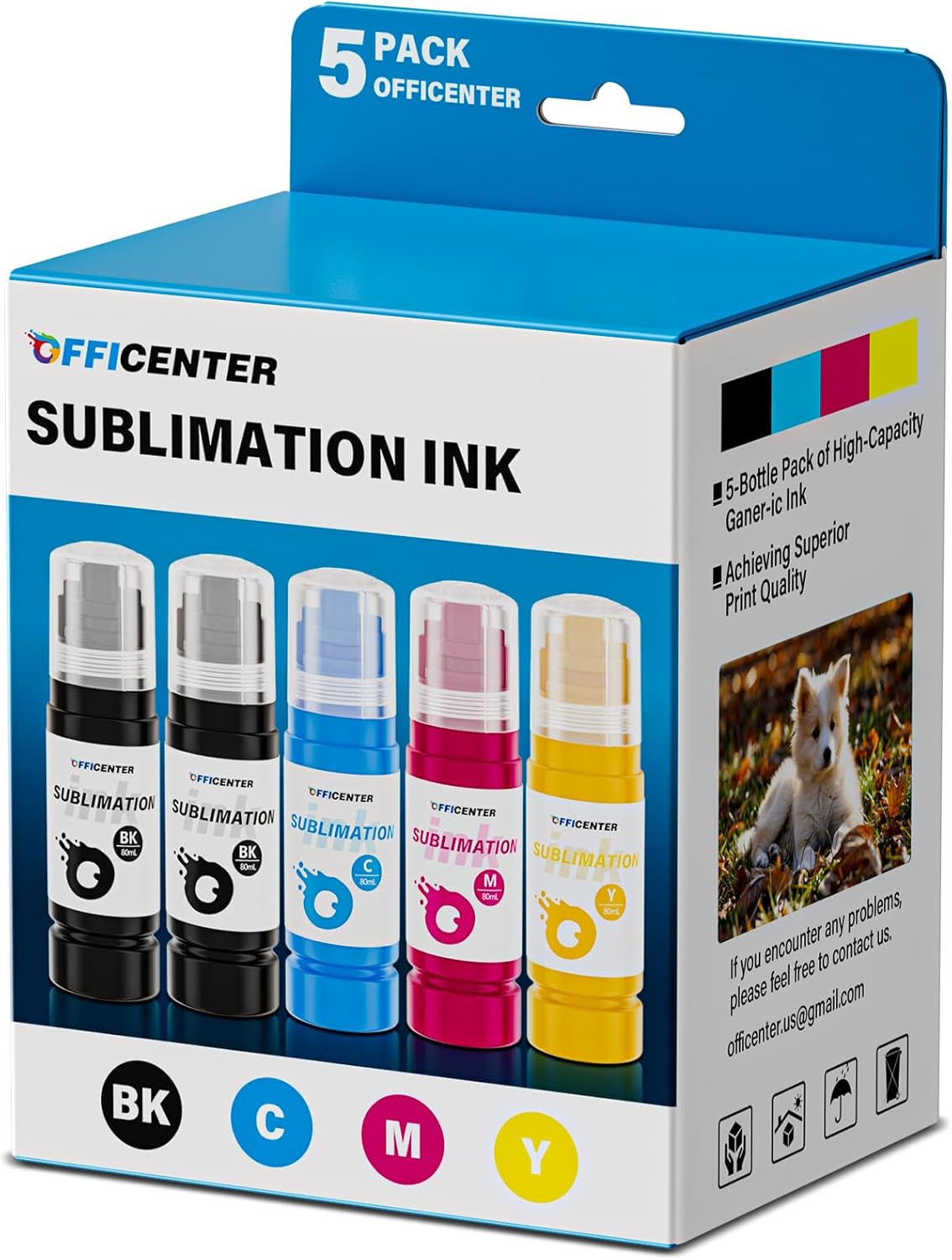 OFFICENTER Sublimation Ink Compatible for Ecotank ET-2800 ET-2803 ET-2840 ET-4700 ET-4800 ET-2400 ET-2720 ET-2750 ET-2760 Inkjet Printers Sublimation Ink for Heat Press Transfer on Mugs T-Shirts