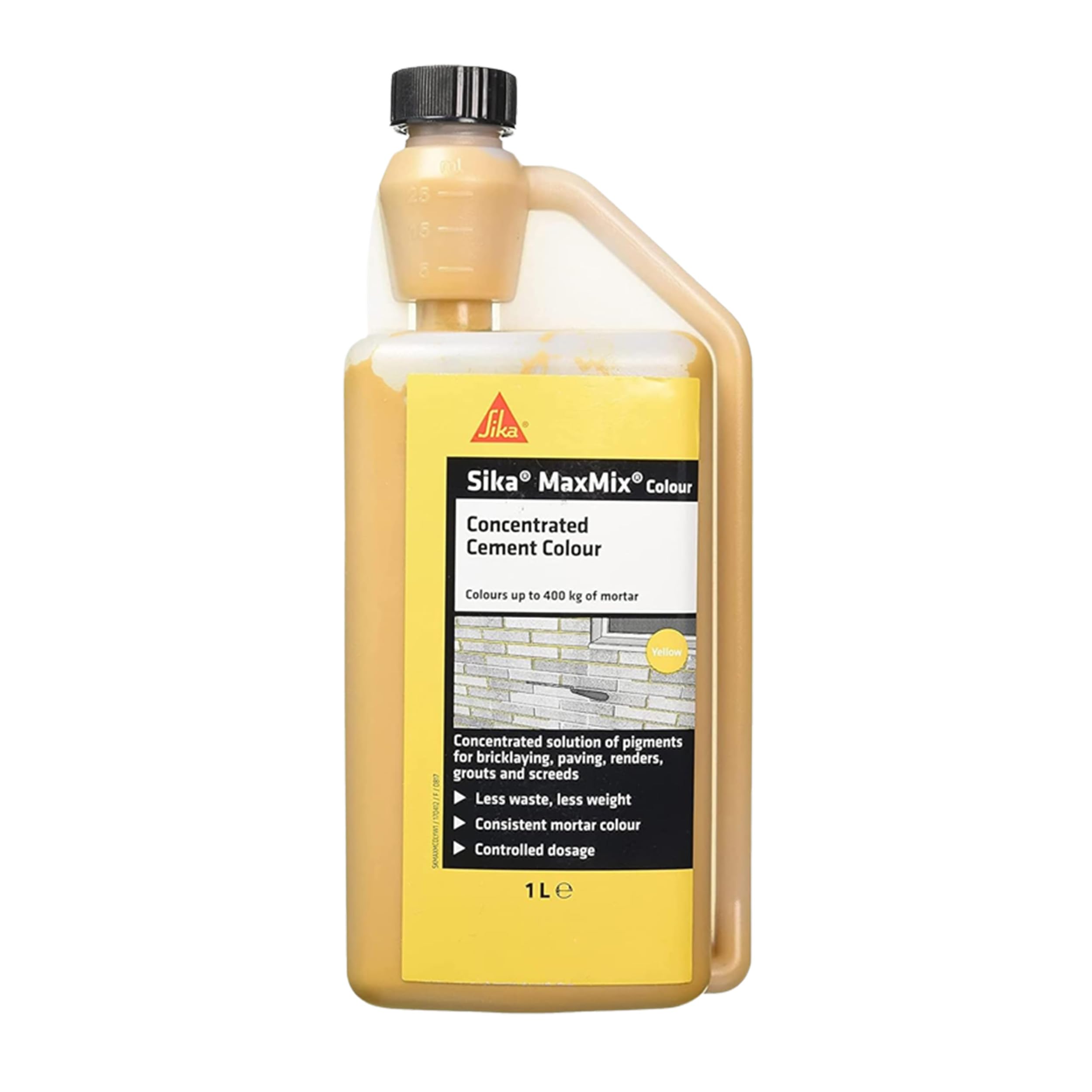 Sika – MaxMix Cement Colour – Concentrated Colourant For Mortars, Rendering, Concrete And Pointing – Easy To Use – Economical – Yellow – 1 Litre