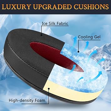 SOULWIT Cooling Earpads for HyperX Cloud (2/3/3S/1/Alpha/Pro) - Black | Also for Cloud Core/Alpha(S/Pro)/Flight(2/S)/Stinger(2/2 Core/S), CloudX 1/Stinger(Core)/Flight