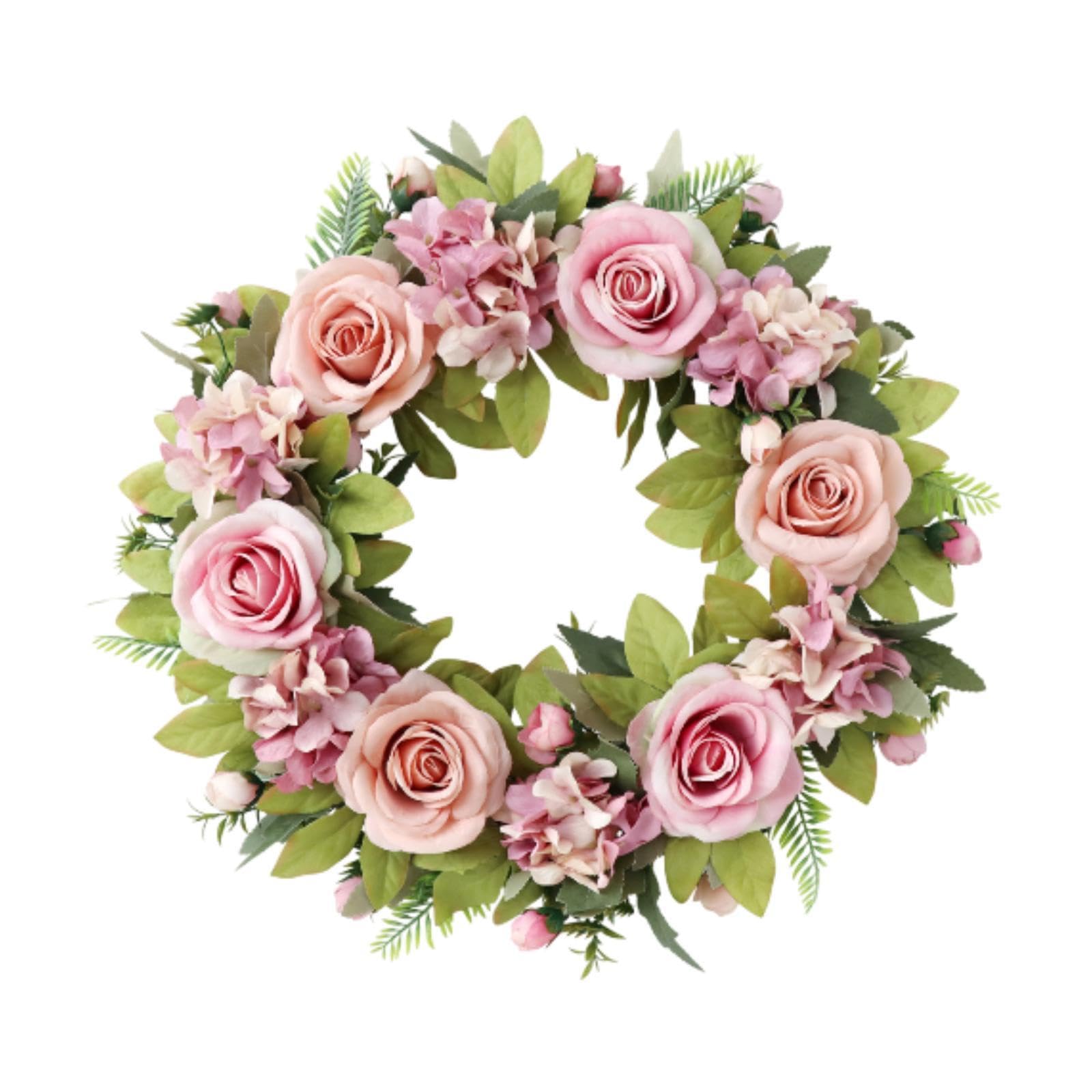 Ghirlanda Primaverile, Ghirlanda di Fiori Artificiali, Ornamento Rustico per La Casa, Ghirlanda per, Festa, 45 Cm, Esterno, Hotel, Rosa