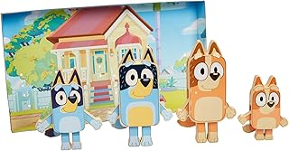 BLUEY Wooden Character Figures â€“ 4 Colorful Wooden Figures â€“ FSC Certified for Children 3 Years and Up