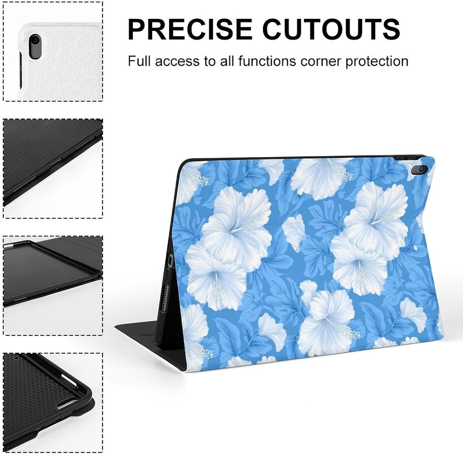Cute Hibiscus Flower Print Slim Fit Tablet Case Standing Cover Protective Shell Compatible with ipad Pro/ipad Air3(10.5in)
