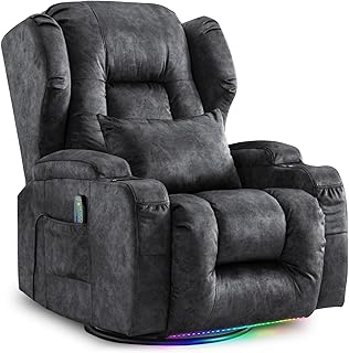 SAMERY Doppelmotor Fernsehsessel Elektrisch Verstellbar, Samt Relaxsessel mit Liegefunktion, 240° Drehbar, 30° Wippbar, Massage Heizung, USB/USB-C/LED – Kinosessel TV Sessel Sofa Chair für Wohnzimme
