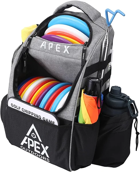 Apex Outdoors Disc Golf Bag, Large Disc Golf Backpack Holds Over 21 Discs, Durable & Lightweight with Multiple Storage Pockets