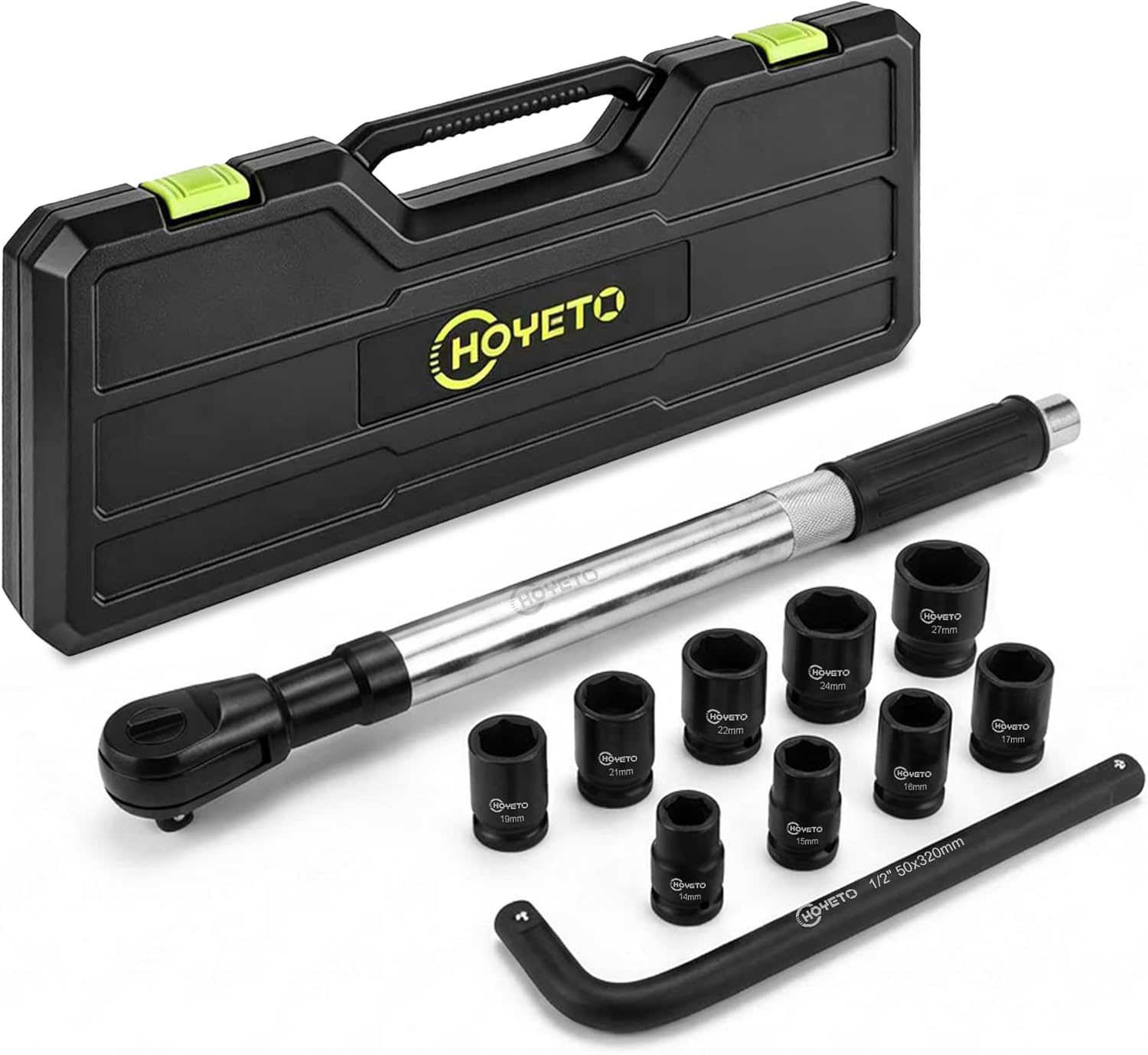 Offset Extension Wrench, 11 Piece 1/2" Offset Extension Wrench Impact for Electric Drill with 9 Impact Socket, 1/2" drive handle, Multifunctional Electric Ratchet Wrench, Slim for Tight Spaces