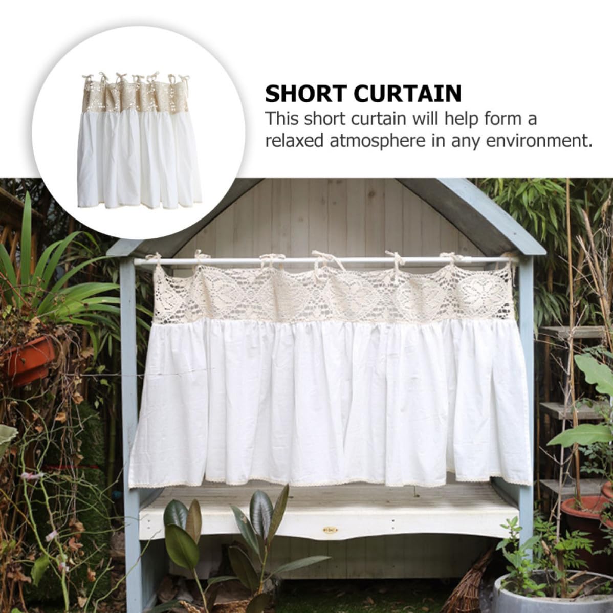 Garneck Rideau Décoration Intérieure en Coton Blanc Style Romantique pour Fenêtre Court Légère et Élégante Cuisine ou Café