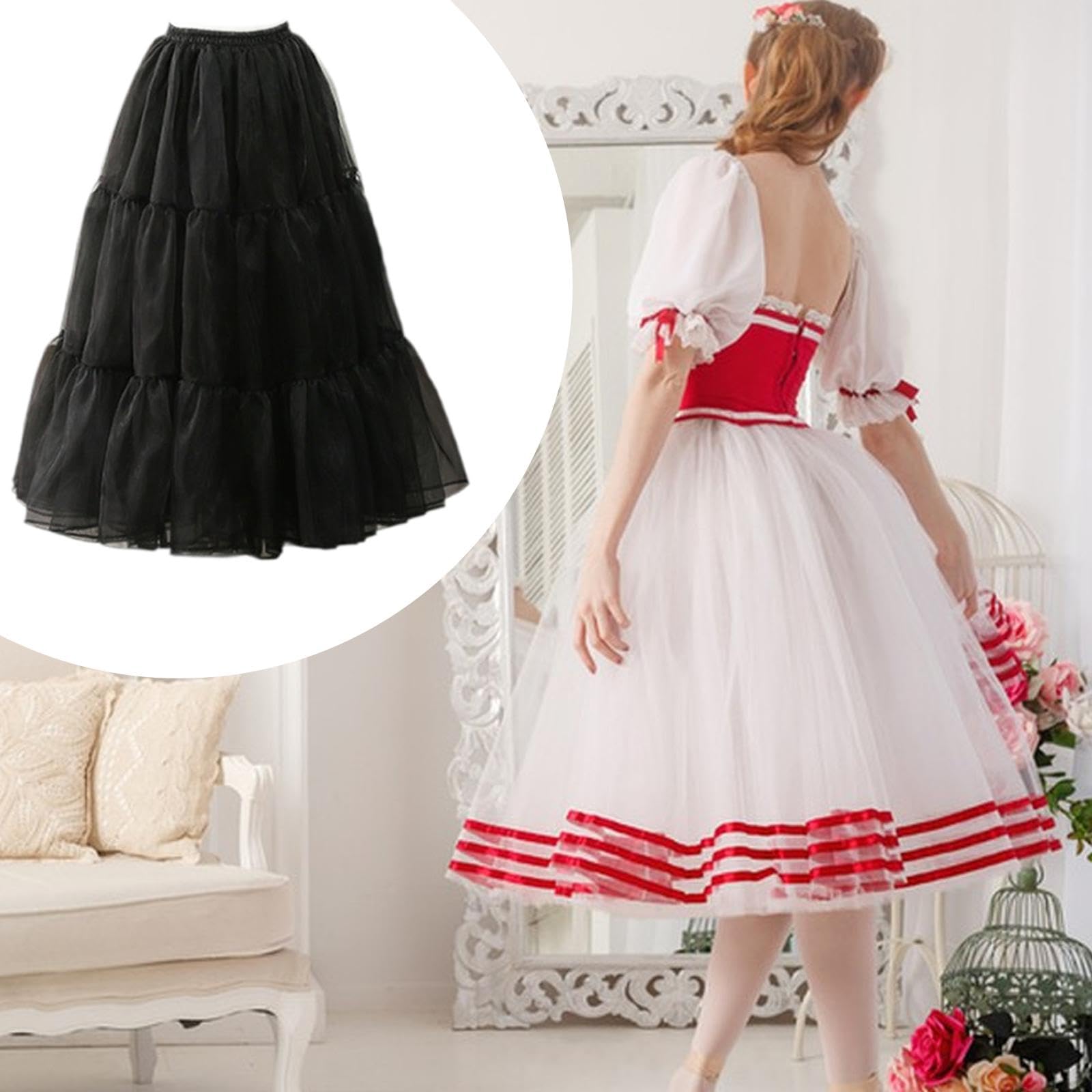 Sottoveste da donna morbida ed elegante, per abiti da sera, matrimoni, cosplay
