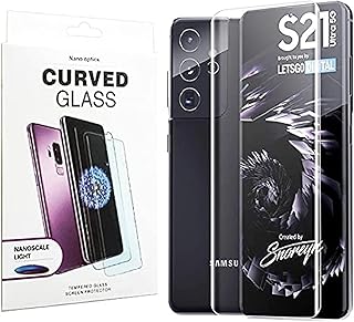 Crave For Samsung S21 Ultra screen Protector Nano Optics Curved Liquid Full Glue Glass with UV light Dryer Fingerprint unlock fast- Clear