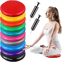 Leitee 10-Pack Inflatable Wobble Cushions with Needle Pumps - Balance Discs for Core Strength, Yoga, Fitness & Office Seating